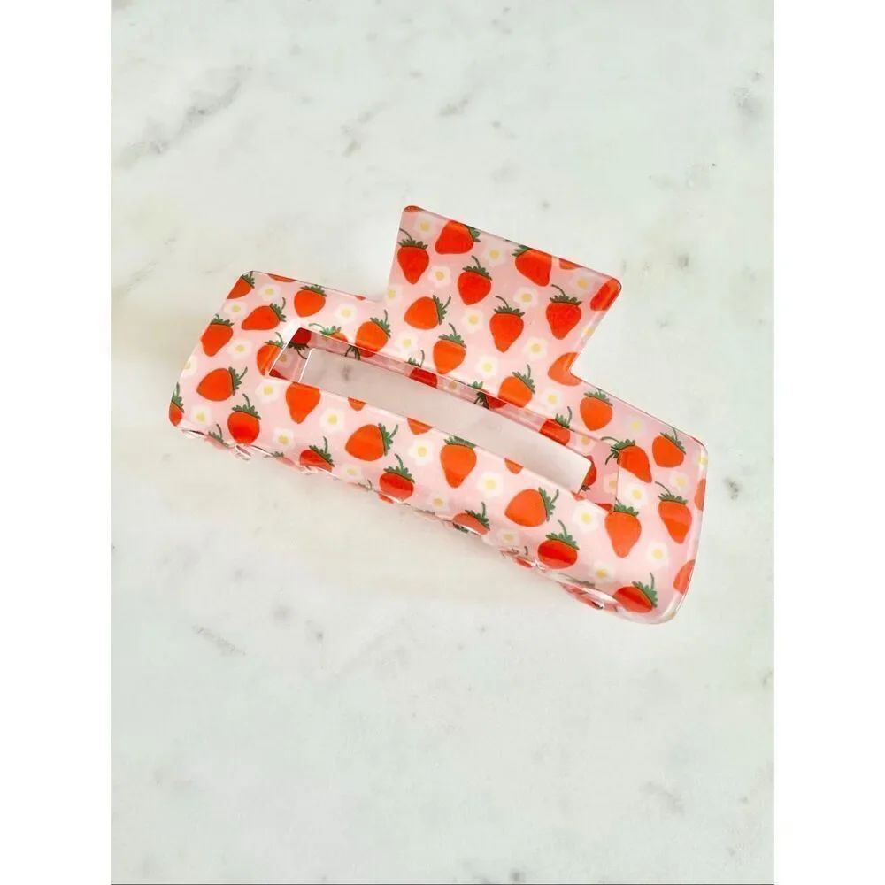 Pink and red strawberry hair claw